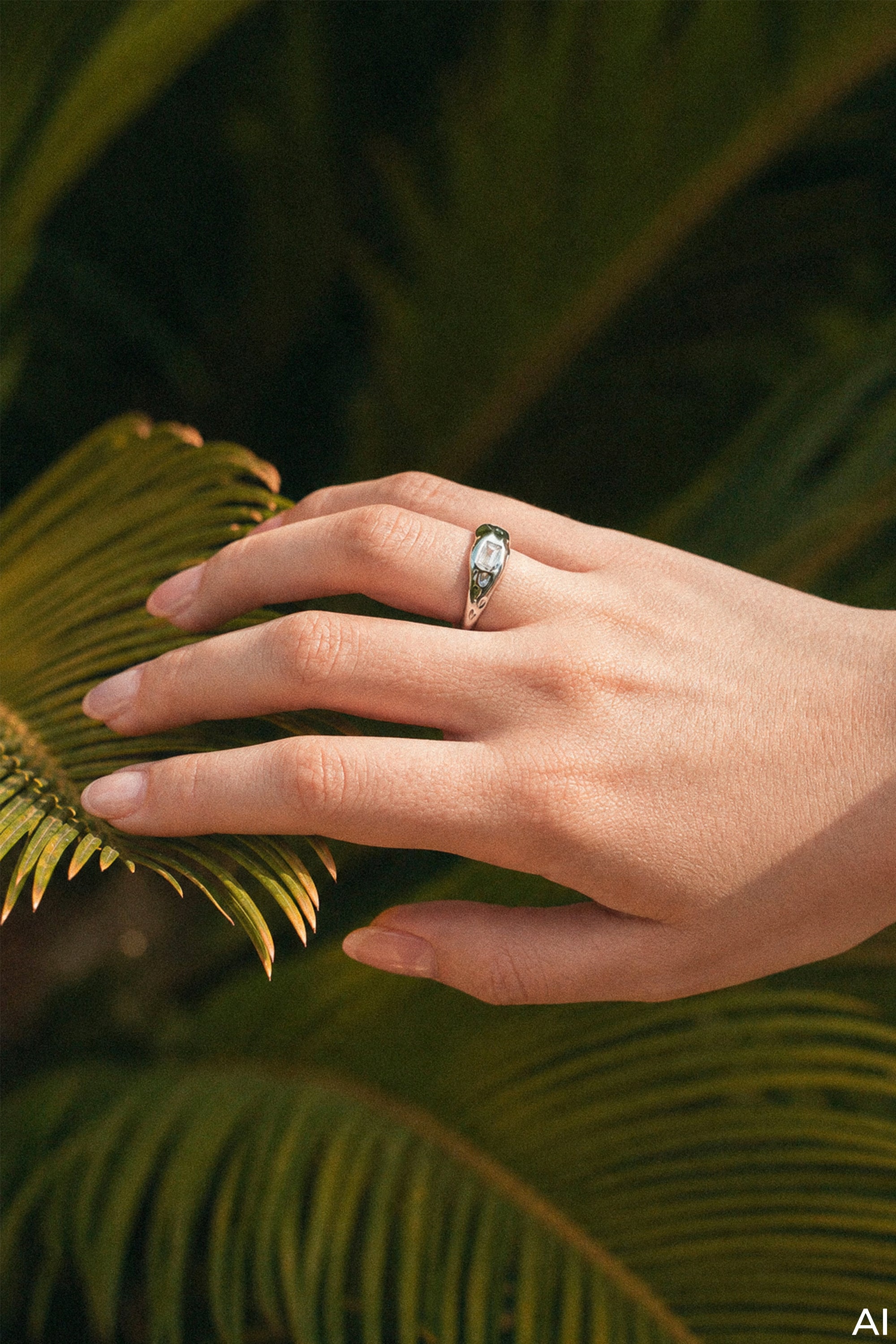 Ring Silber 925 rhodiniert mit weißem Baguette-Zirkonia