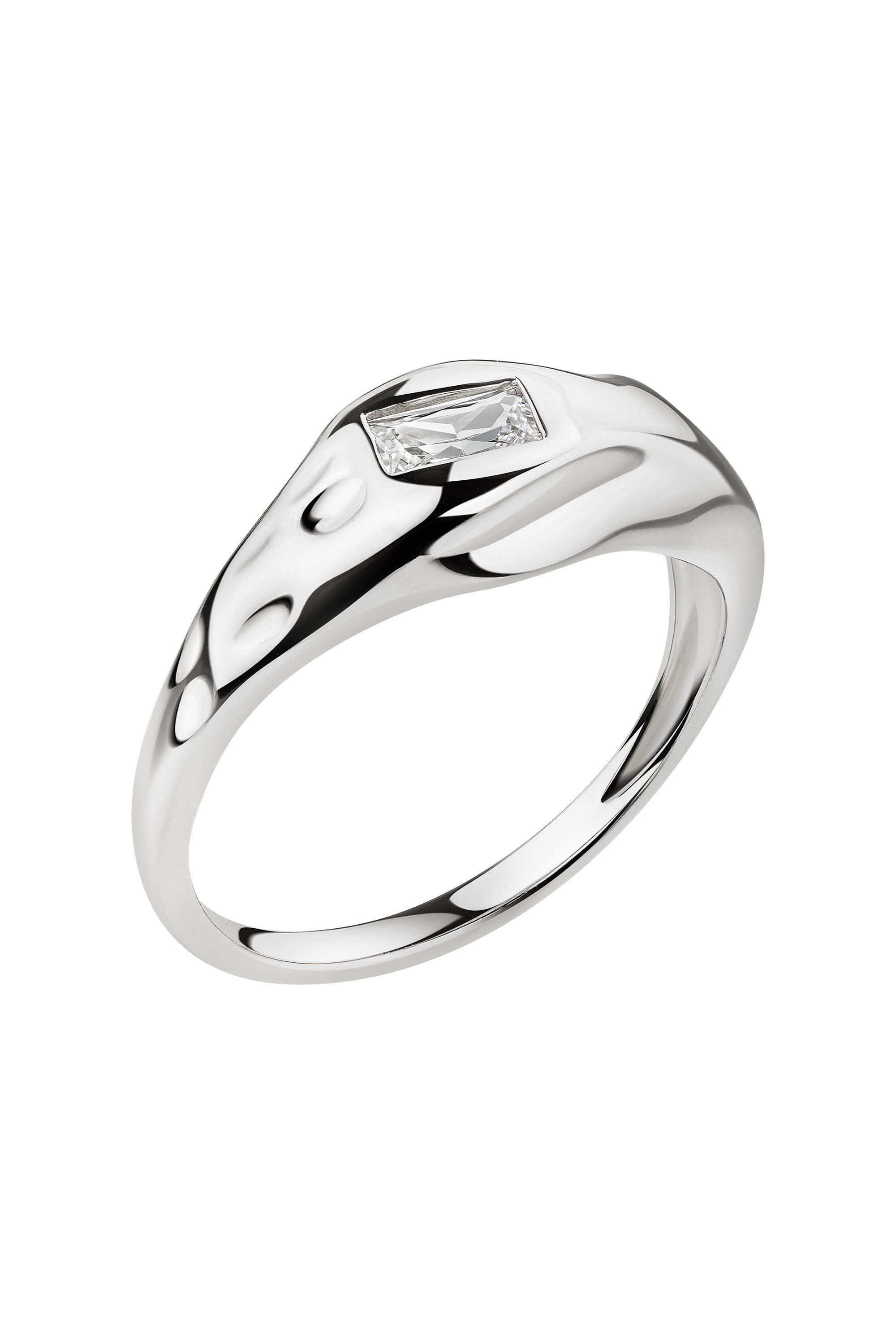 Ring Silber 925 rhodiniert mit weißem Baguette-Zirkonia