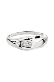 Ring Silber 925 rhodiniert mit weißem Baguette-Zirkonia