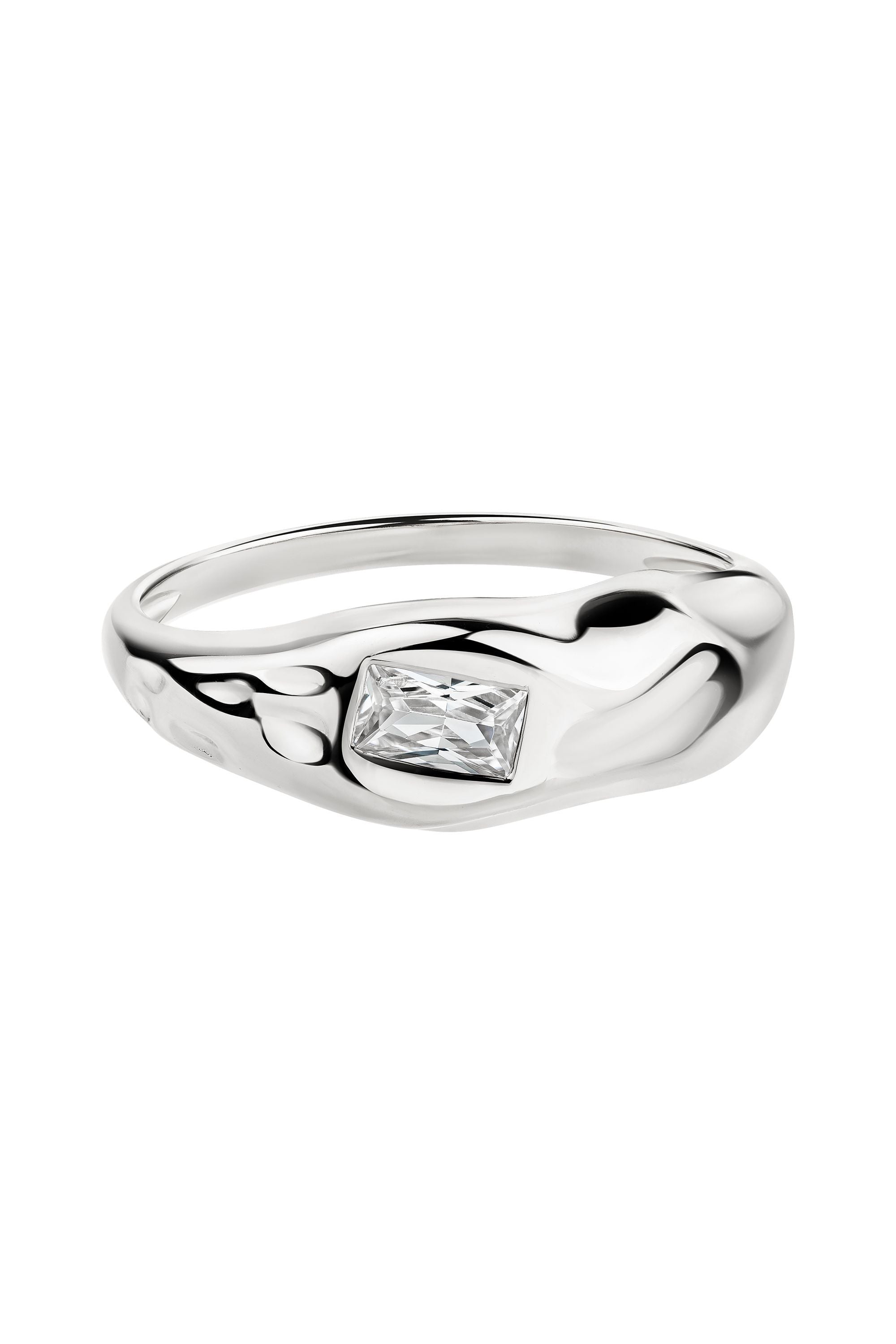 Ring Silber 925 rhodiniert mit weißem Baguette-Zirkonia