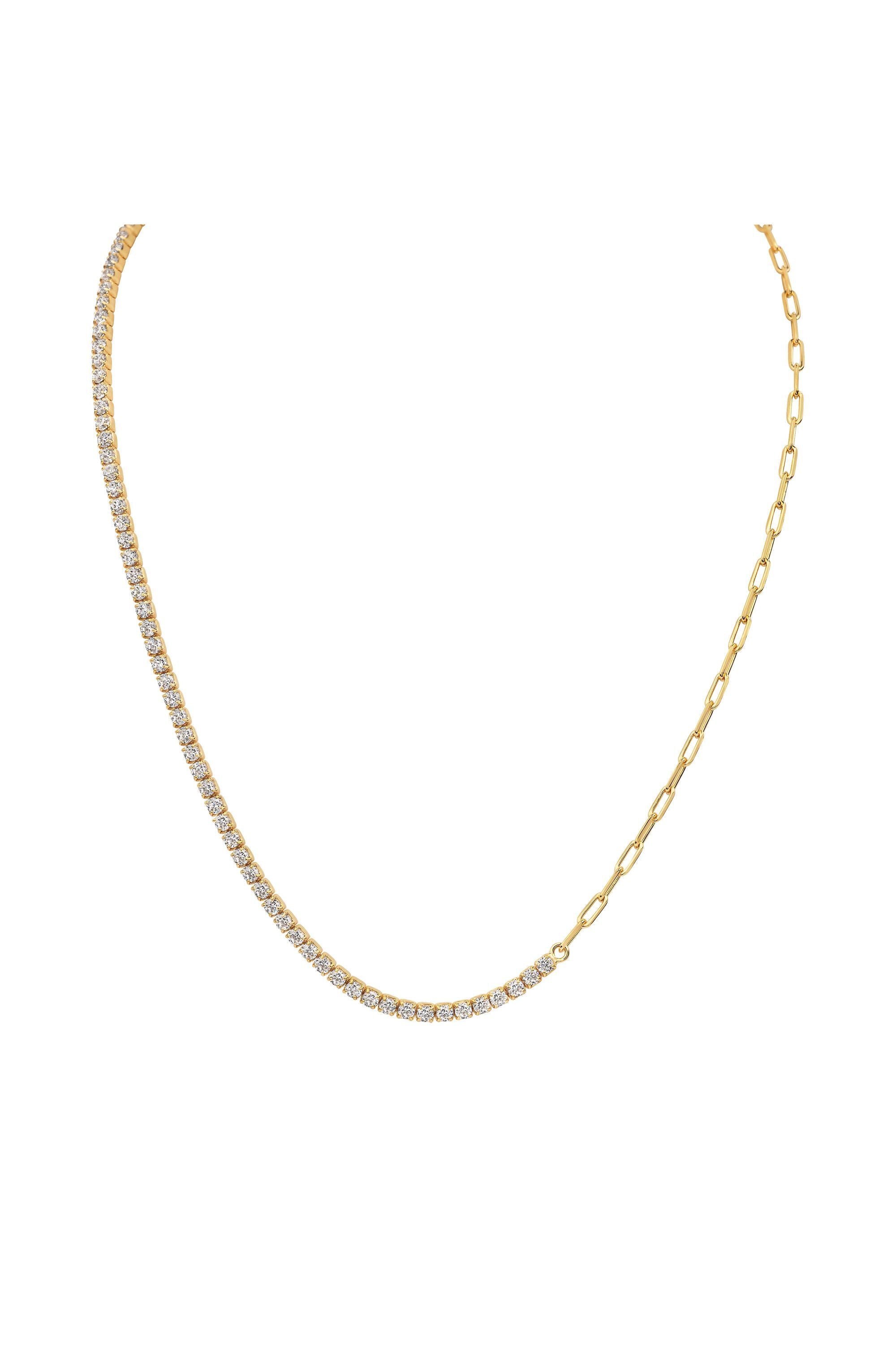 Halskette 925 Sterling Silber vergoldet Tennis Zirkonia