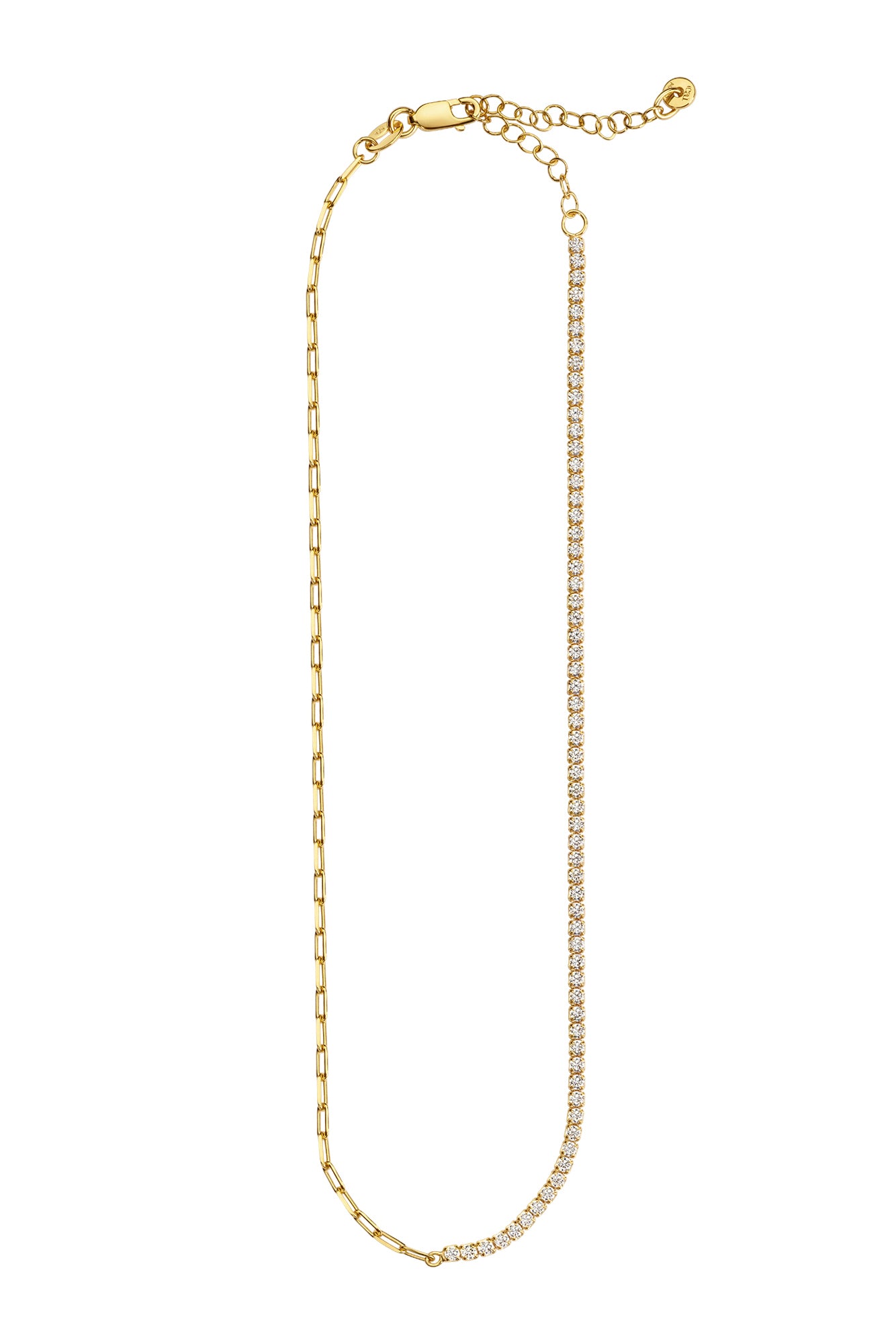 Halskette 925 Sterling Silber vergoldet Tennis Zirkonia