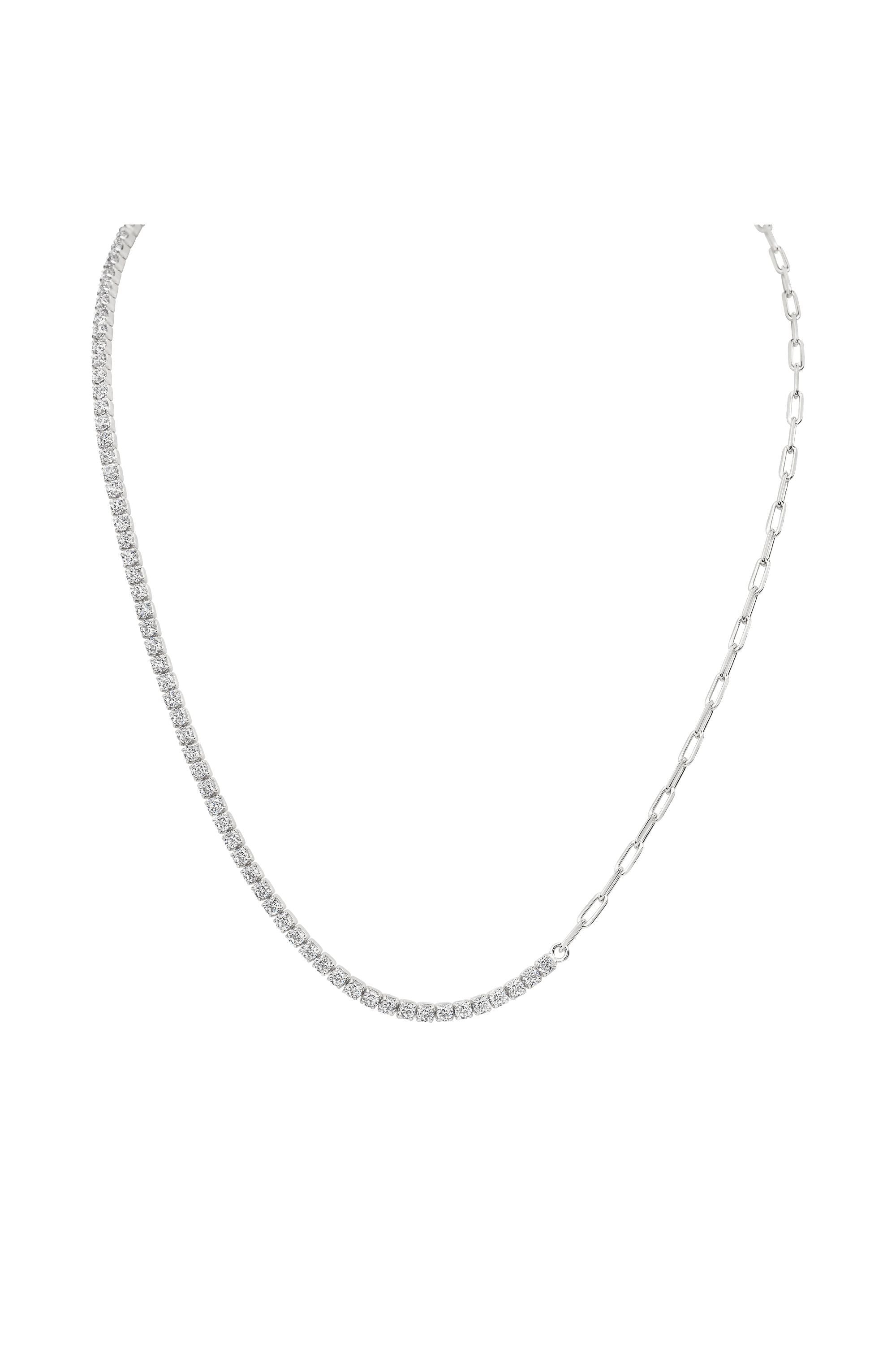 Halskette 925 Sterling Silber rhodiniert Tennis Zirkonia