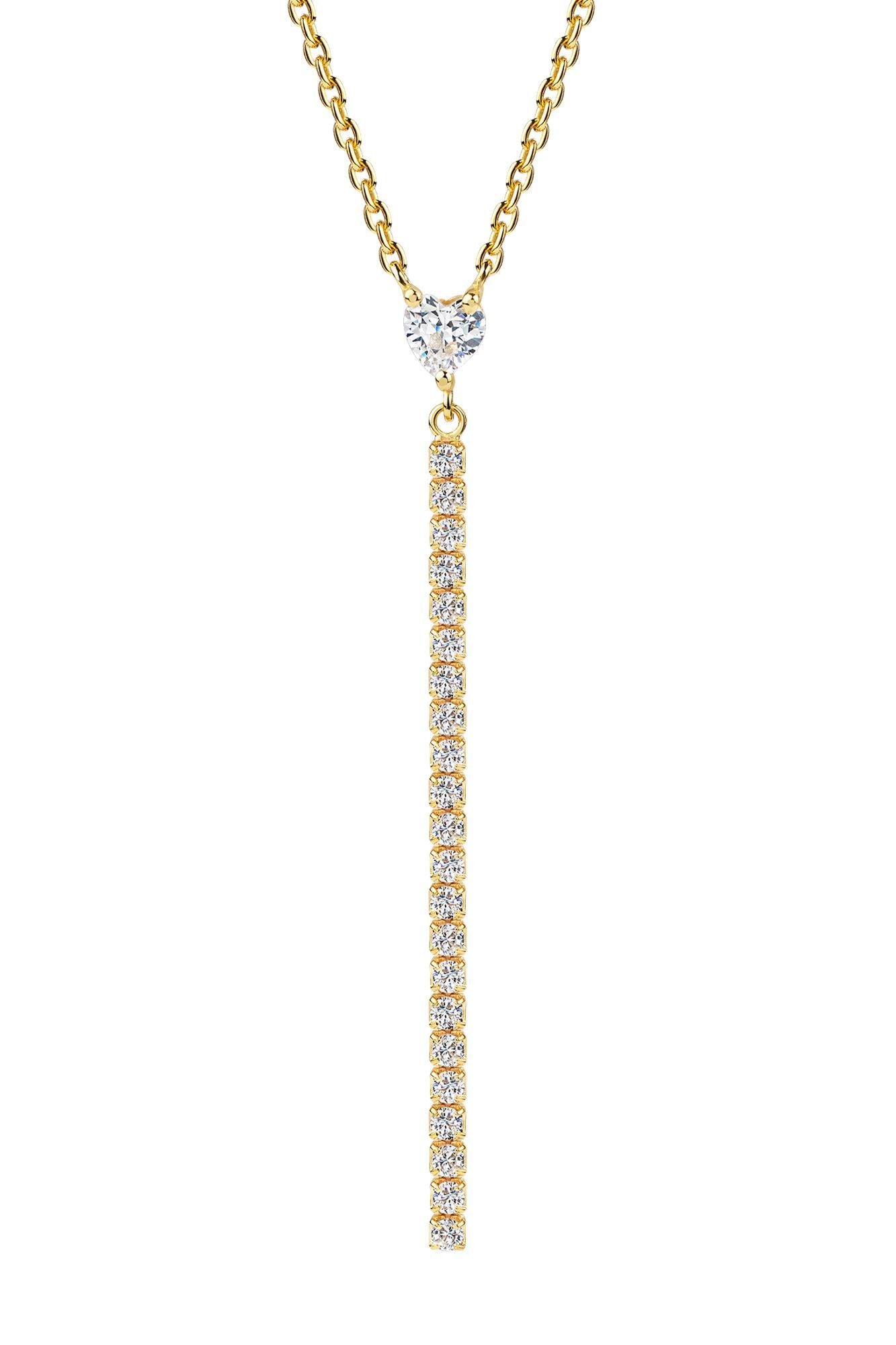 Halskette 925 Sterling Silber vergoldet Zirkonia Herz