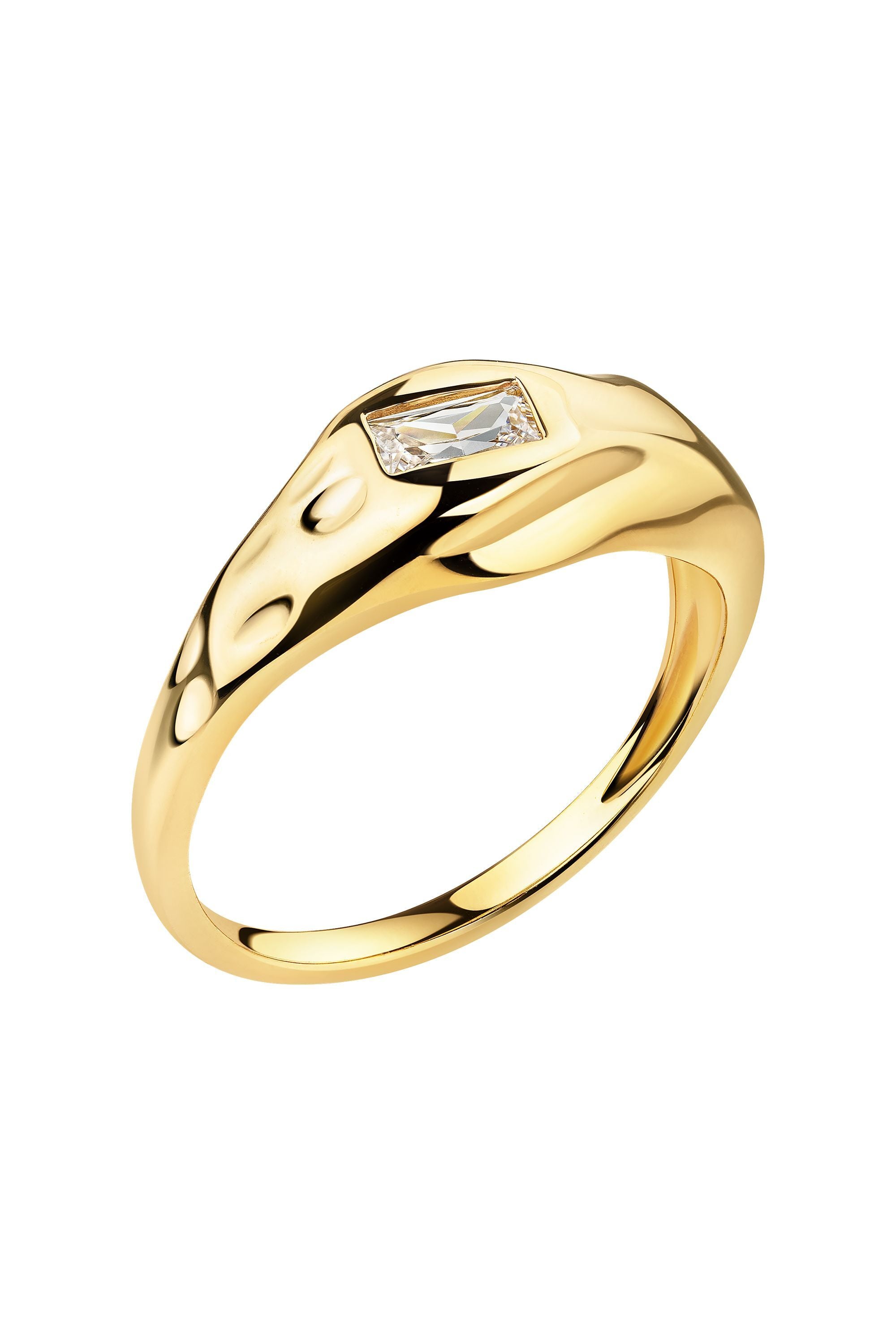 Ring Silber 925 vergoldet mit weißem Baguette-Zirkonia Amorph