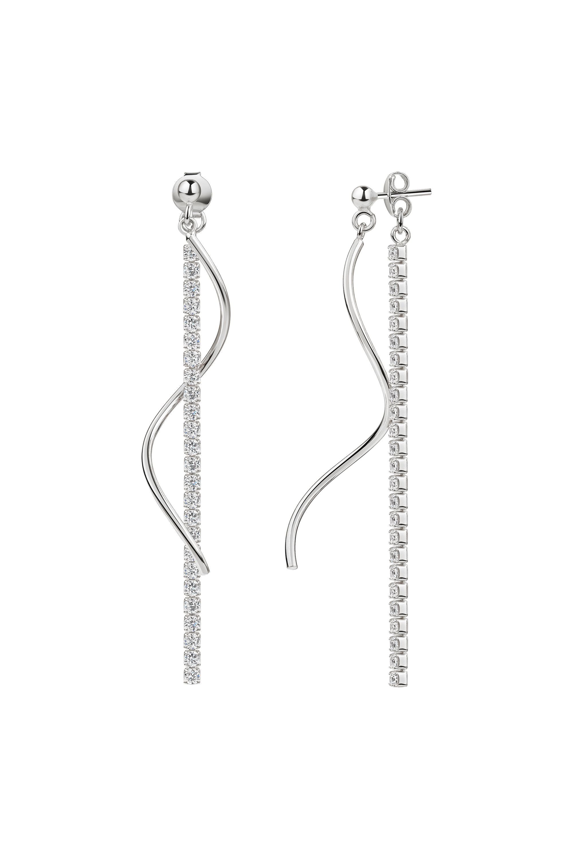 Ohrringe 925 Sterling Silber rhodiniert Zirkonia zweiteilig