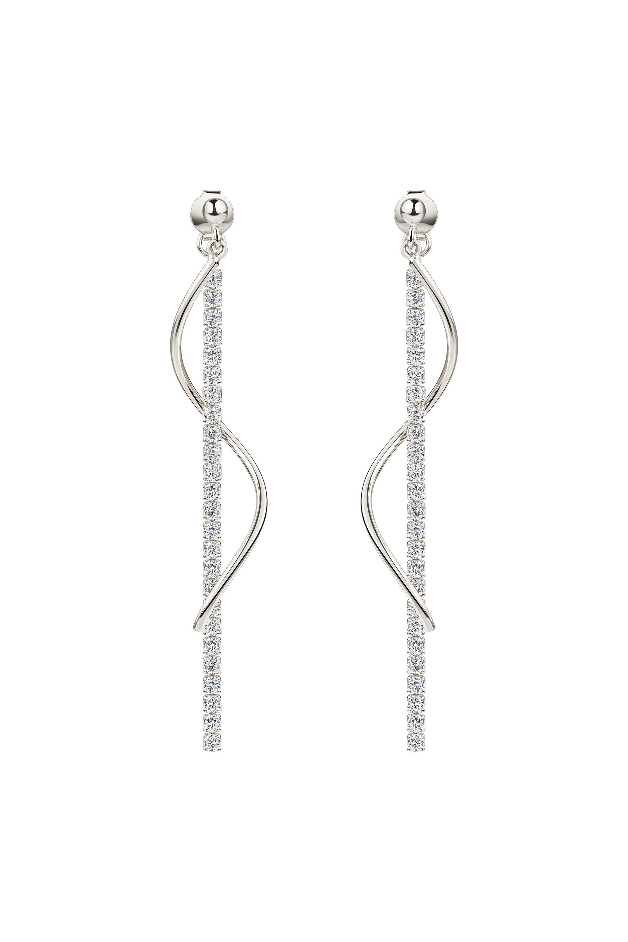 Ohrringe 925 Sterling Silber rhodiniert Zirkonia zweiteilig