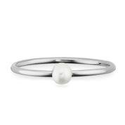 Ring 925/- Sterling Silber rhodiniert Perle