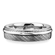 Ring 925 Sterling Silber rhodiniert Feder