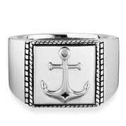 Ring 925/- Sterling Silber rhodiniert Anker