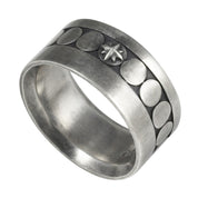 Ring 925/- Sterling Silber matt oxidiert Muster Stern