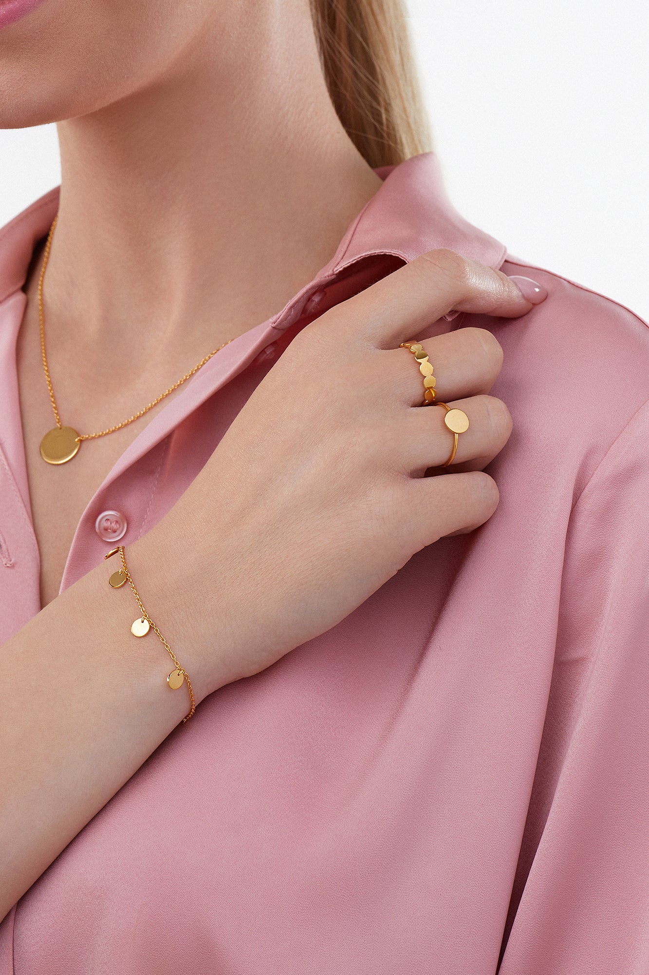 Armband 925/- Sterling Silber vergoldet Plättchen Boho