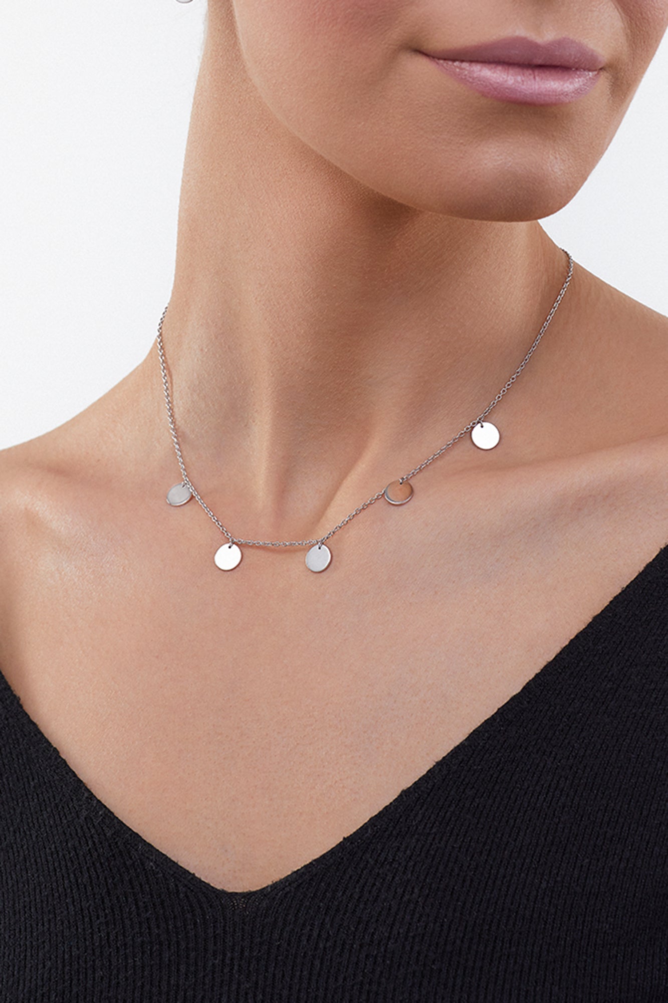 Halskette 925 Sterling Silber rhodiniert Plättchen Boho