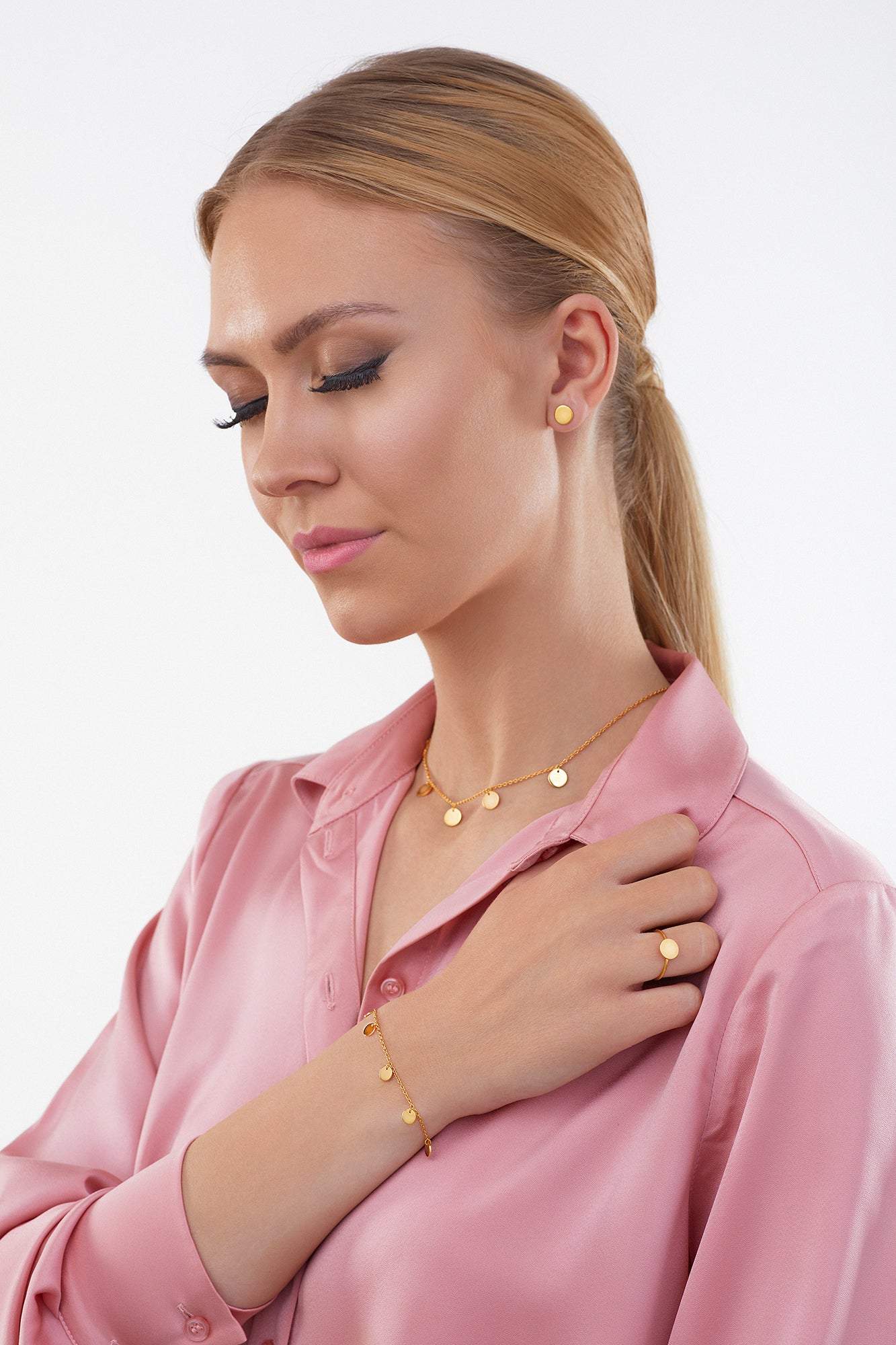 Collier 925 Silber vergoldet Plättchen Boho