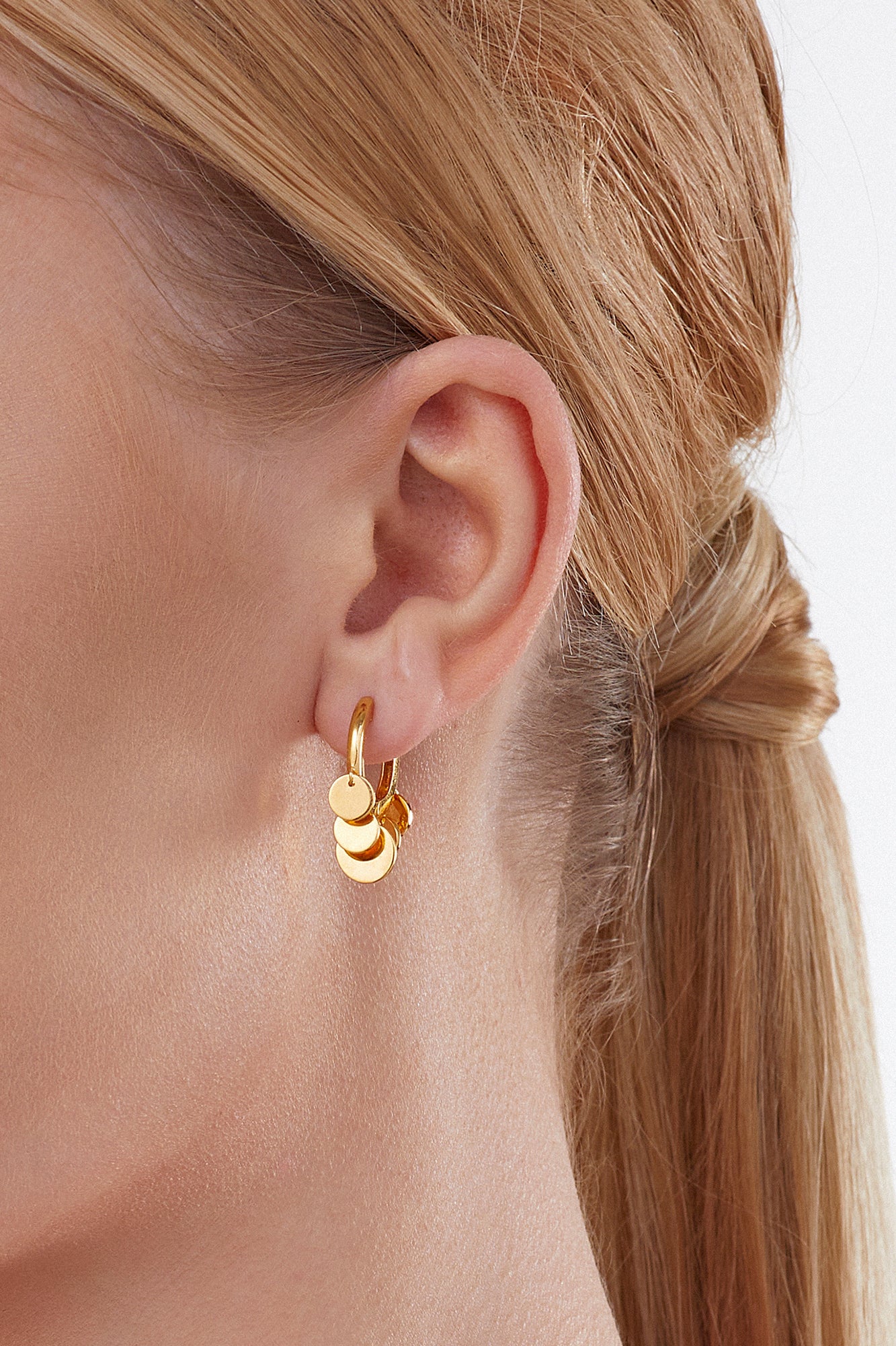 Creolen Boho dangling hoops 925 Sterling Silber vergoldet