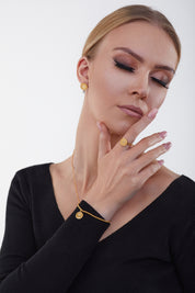 Ohrstecker 925 Silber vergoldet Münze Sonne Mandala Topas