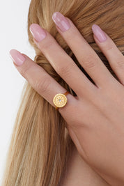 Ring 925 Silber vergoldet Topas Mandala Sonne