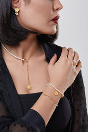 Ohrstecker 925 Silber vergoldet Münze Mond Perlen