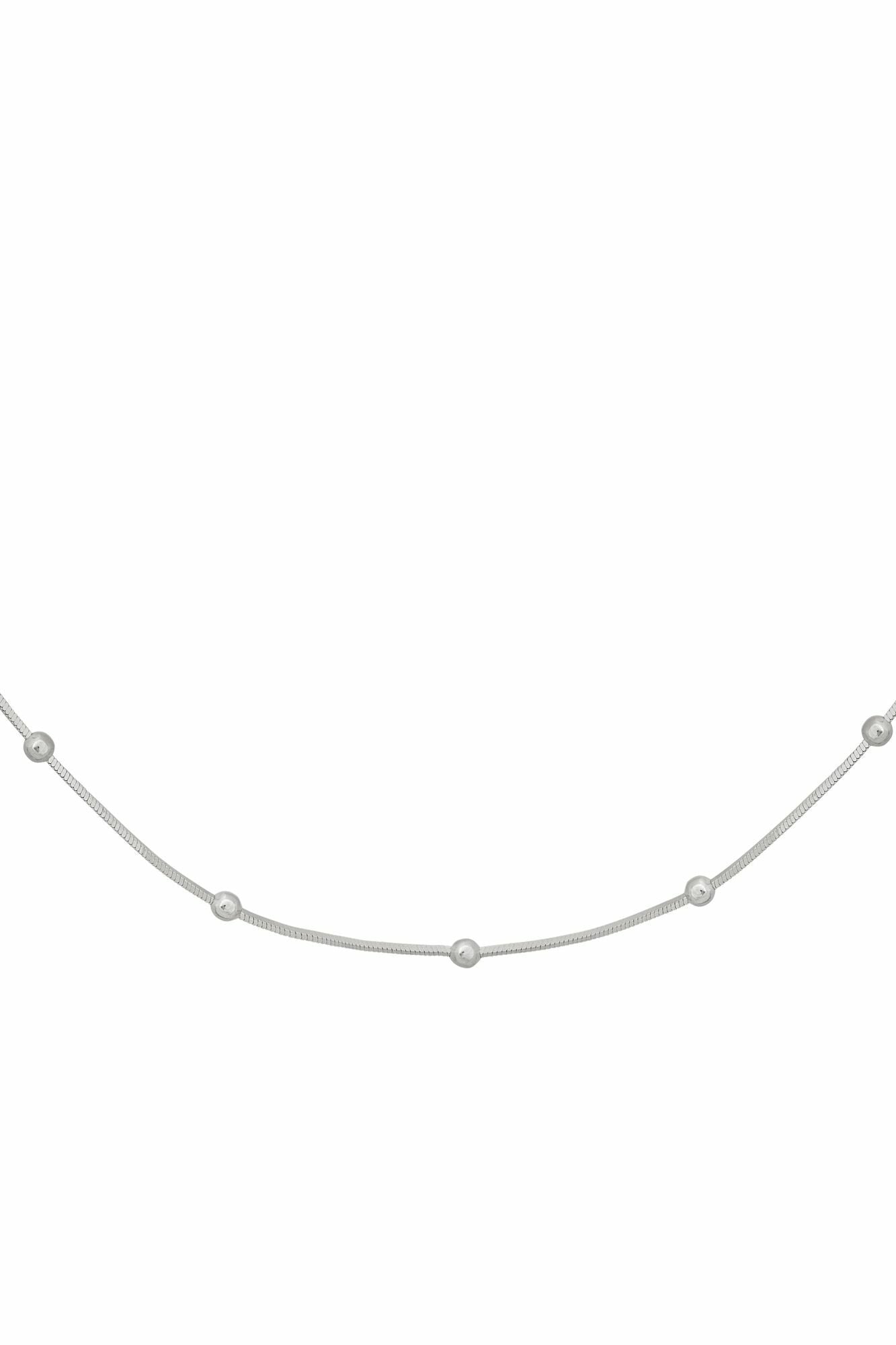 Collier 925/- Sterling Silber Schlangenkette vierseitig diamantiert mit Kugeln rhodiniert