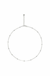 Collier 925/- Sterling Silber Schlangenkette vierseitig diamantiert mit Kugeln rhodiniert