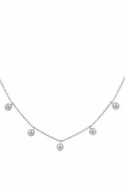 Collier 925/- Sterling Silber rhodiniert Anhänger rund Zirkonia