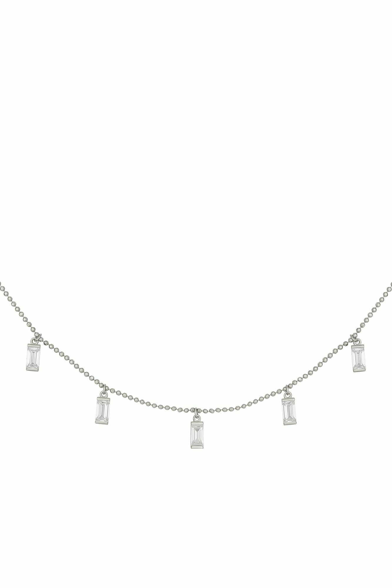 Collier 925/- Sterling Silber rhodiniert Anhänger Zirkonia Baguette