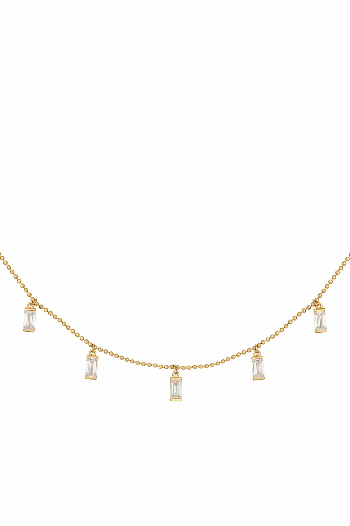 Collier 925/- Sterling Silber vergoldet Anhänger Zirkonia Baguette