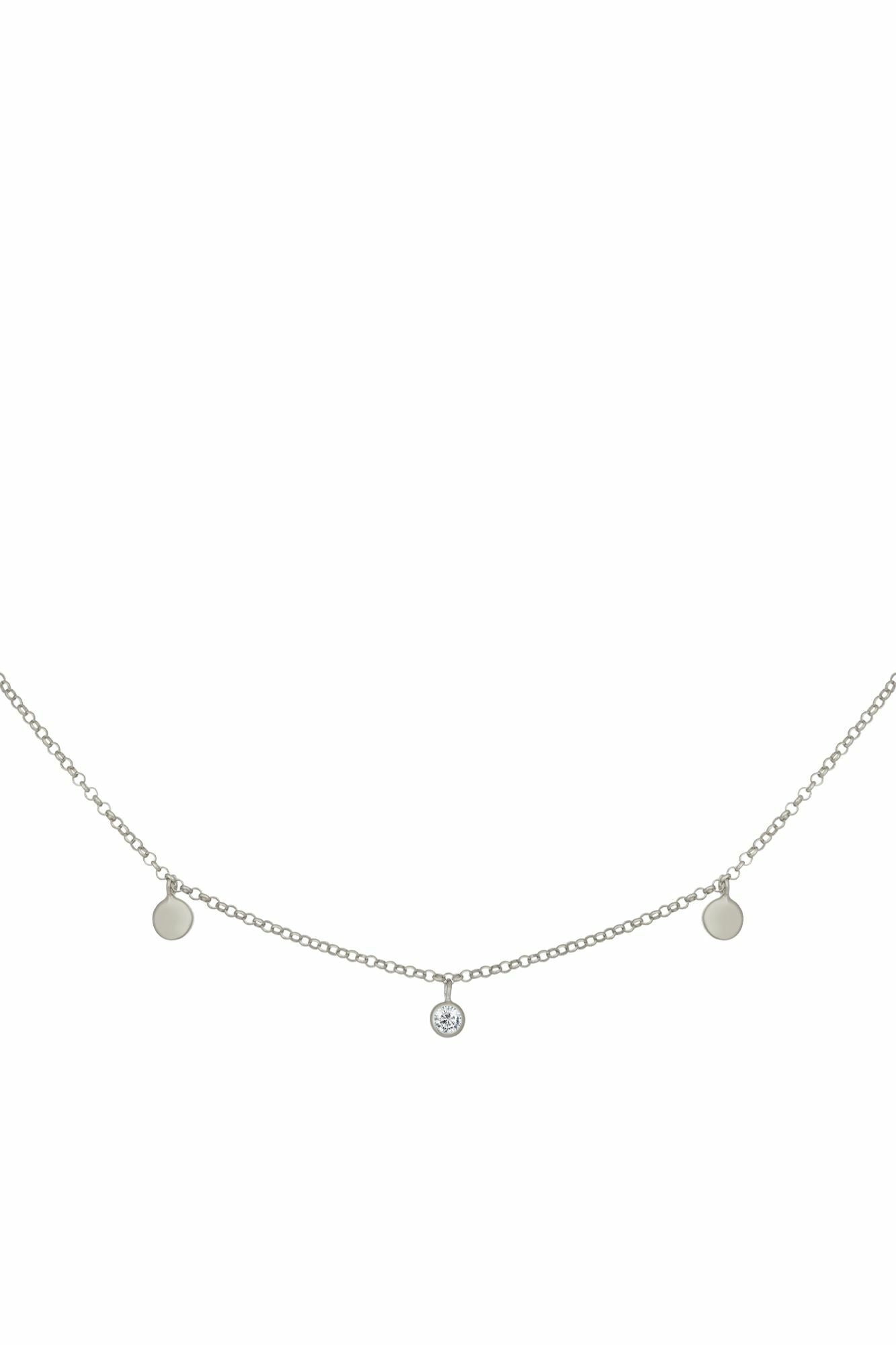 Collier 925/- Sterling Silber rhodiniert Anhänger Plättchen Zirkonia