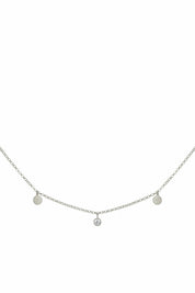 Collier 925/- Sterling Silber rhodiniert Anhänger Plättchen Zirkonia