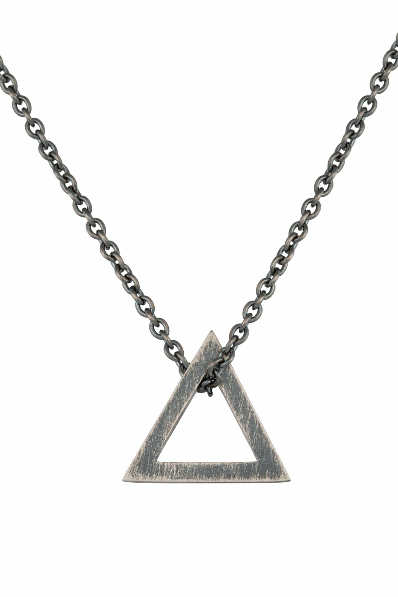 Anhänger mit Kette 925/- Silber matt oxidiert Dreieck