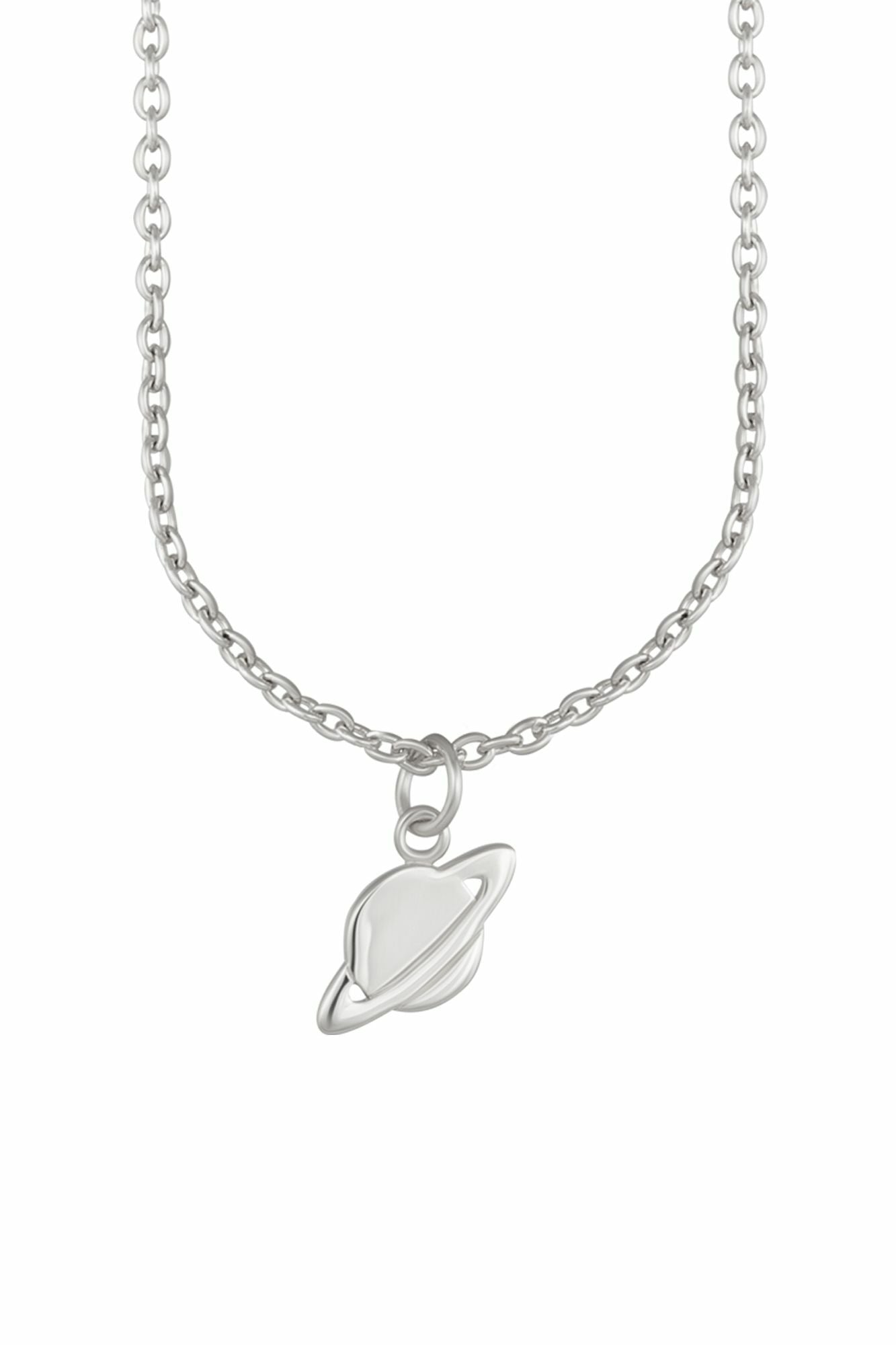 Anhänger mit Kette 925 Silber rhodiniert Planet Saturn