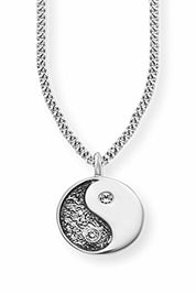 Anhänger mit Kette 925/- Sterling Silber rhodiniert Zirkonia Yin Yang