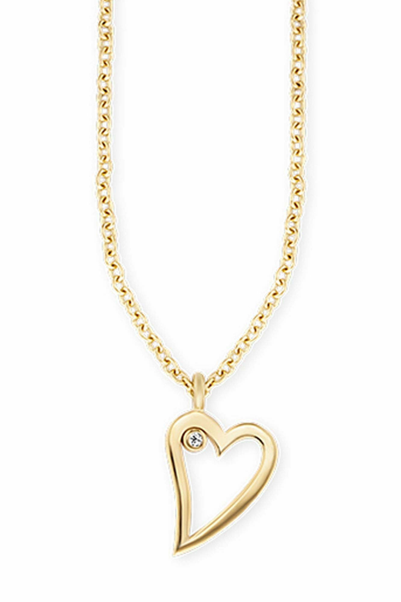 Anhänger mit Kette 925/- Sterling Silber vergoldet Zirkonia Herz