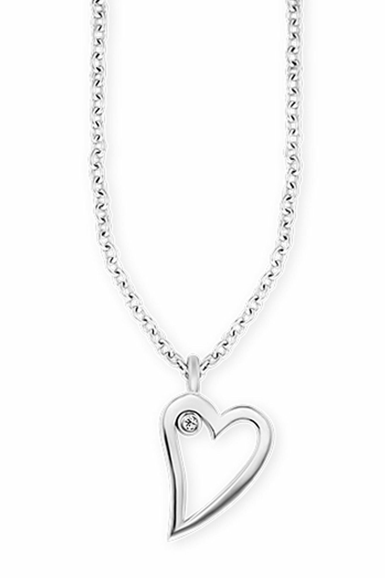 Anhänger mit Kette 925/- Sterling Silber rhodiniert Zirkonia Herz