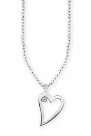 Anhänger mit Kette 925/- Sterling Silber rhodiniert Zirkonia Herz