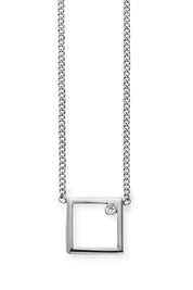 Collier 925 Sterling Silber rhodiniert Rechteck Zirkonia