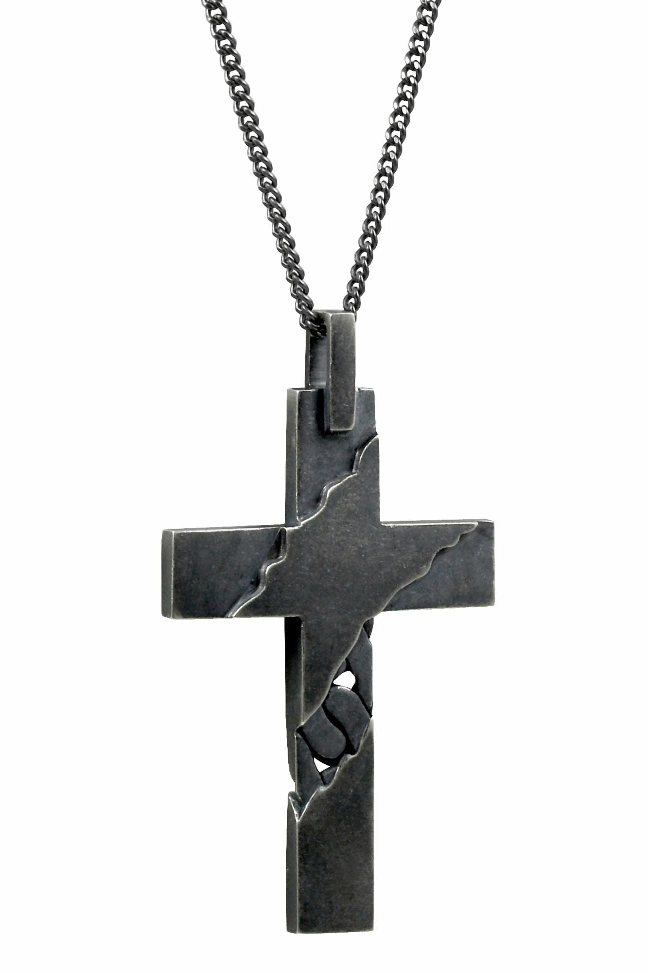 Halskette 925 Sterling Silber oxidiert Kreuz