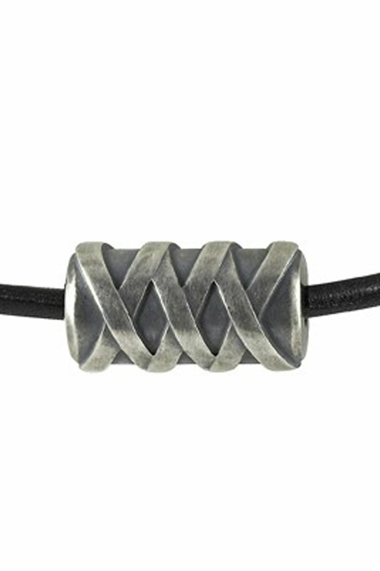 Halskette Silber 925 rhodiniert und oxydiert 55cm lang mit Lederband