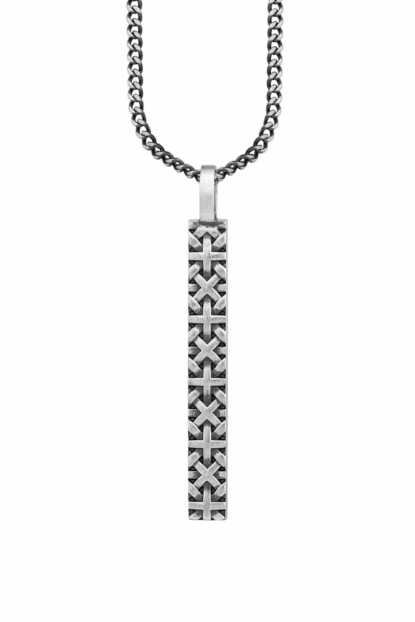 Anhänger mit Kette 925/- Silber matt oxidiert Flechtoptik