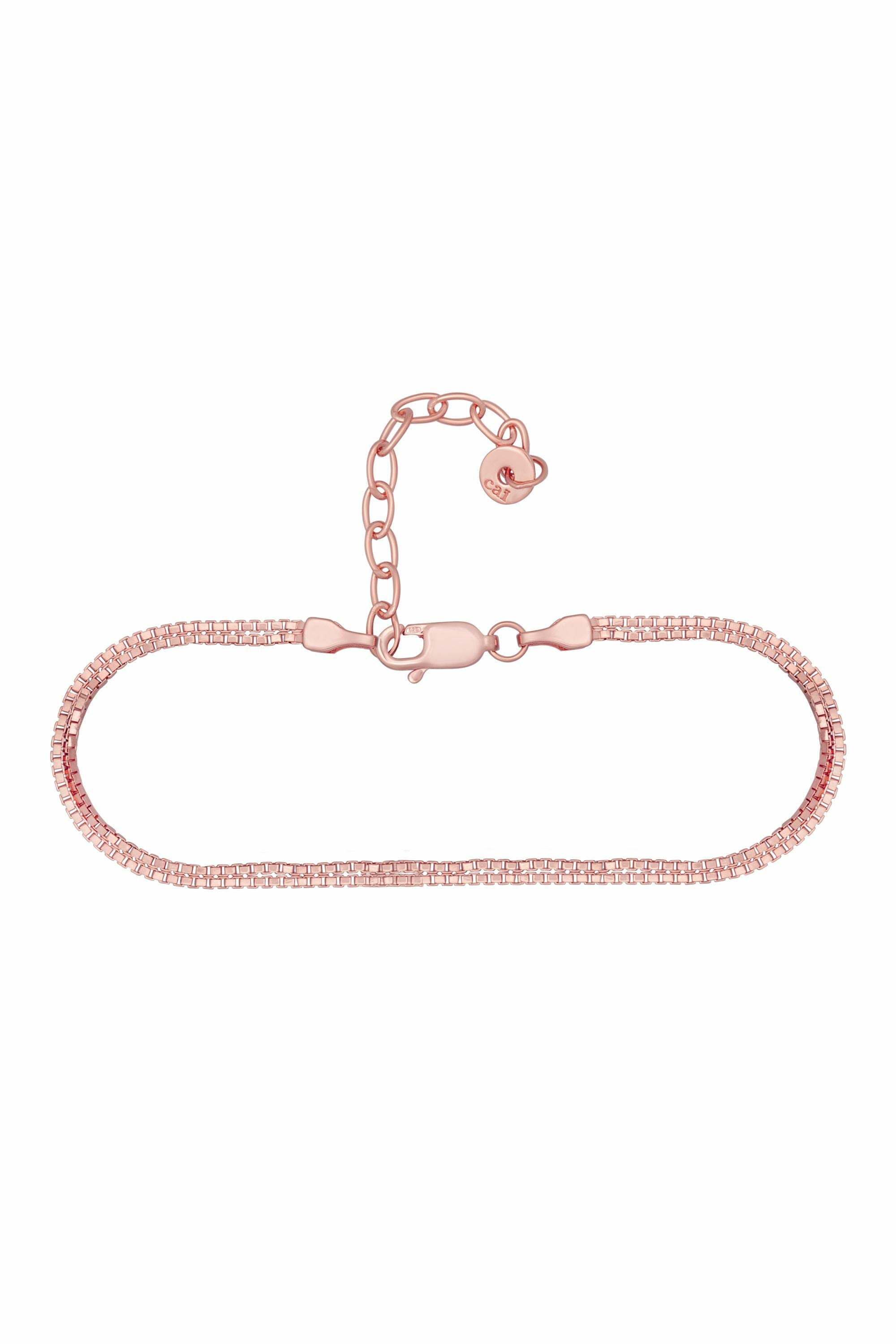 Armband 925/- Sterling Silber rosé vergoldet zweireihige Venezianer Kette