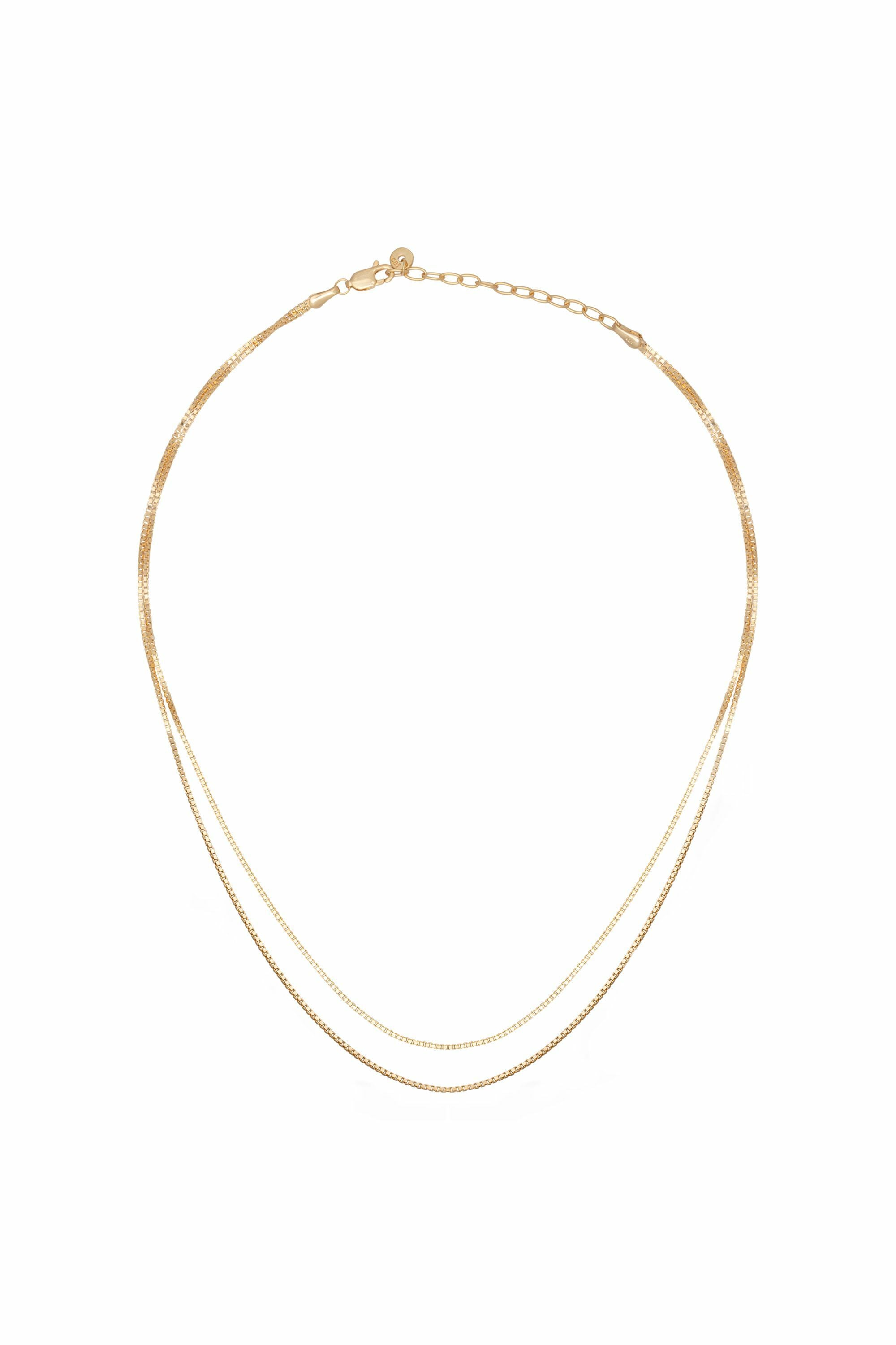 Collier 925/- Sterling Silber Venezianer Kette vergoldet zweireihig