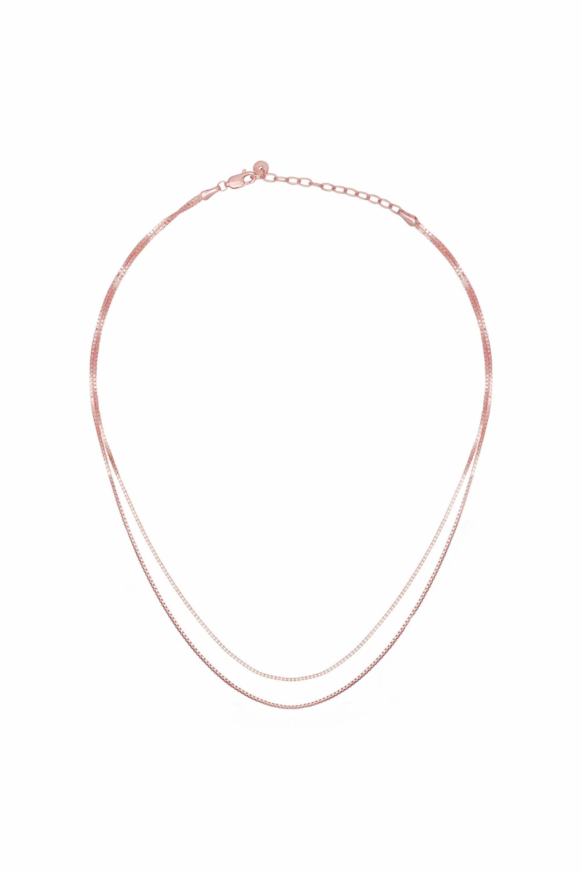 Collier 925/- Sterling Silber Venezianer Kette rosé vergoldet zweireihig