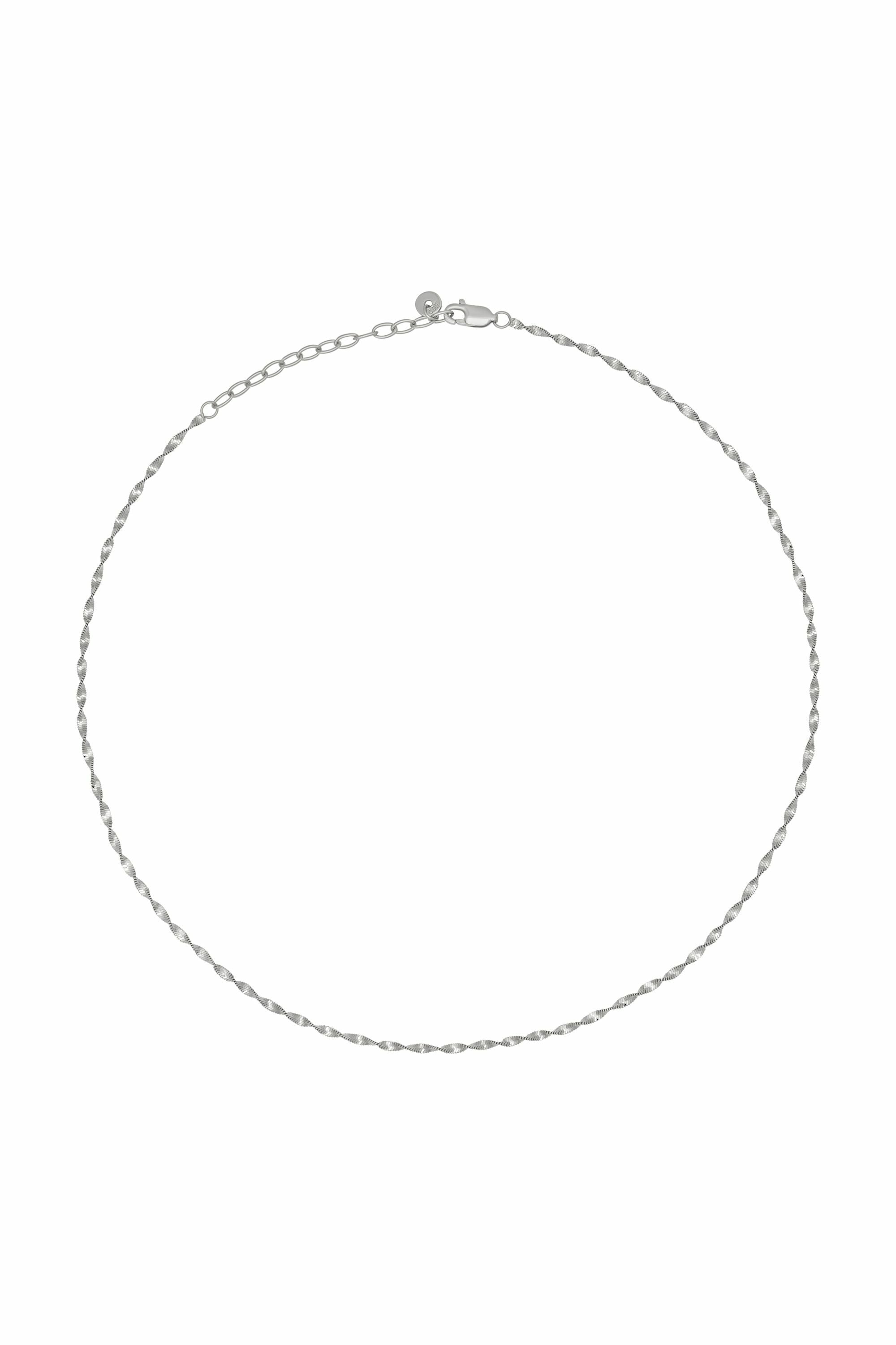 Collier 925/- Sterling Silber Flachpanzer Kette gedreht  rhodiniert