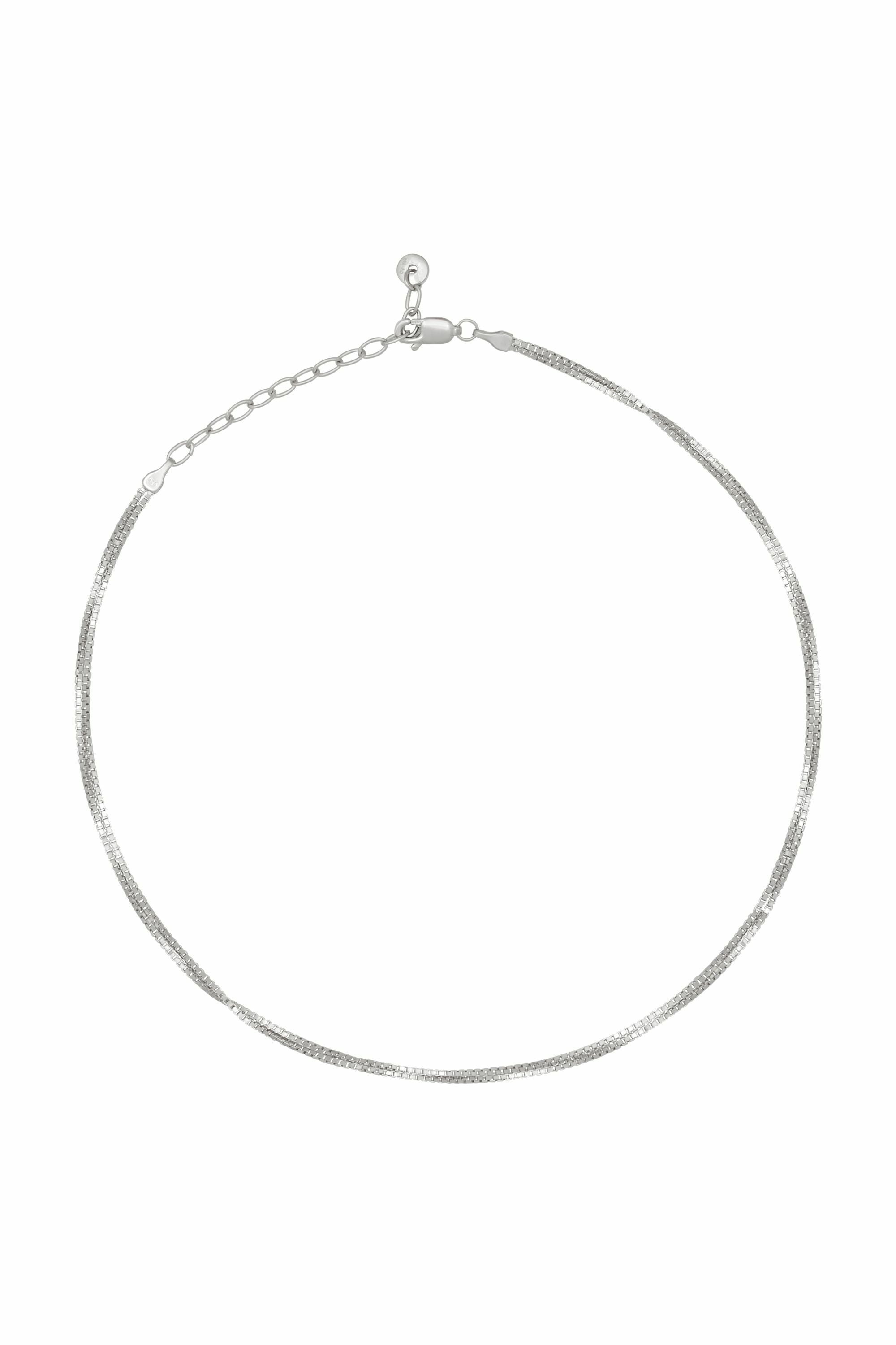 Collier Choker 925/- Sterling Silber Venezianer Kette rhodiniert zweireihig