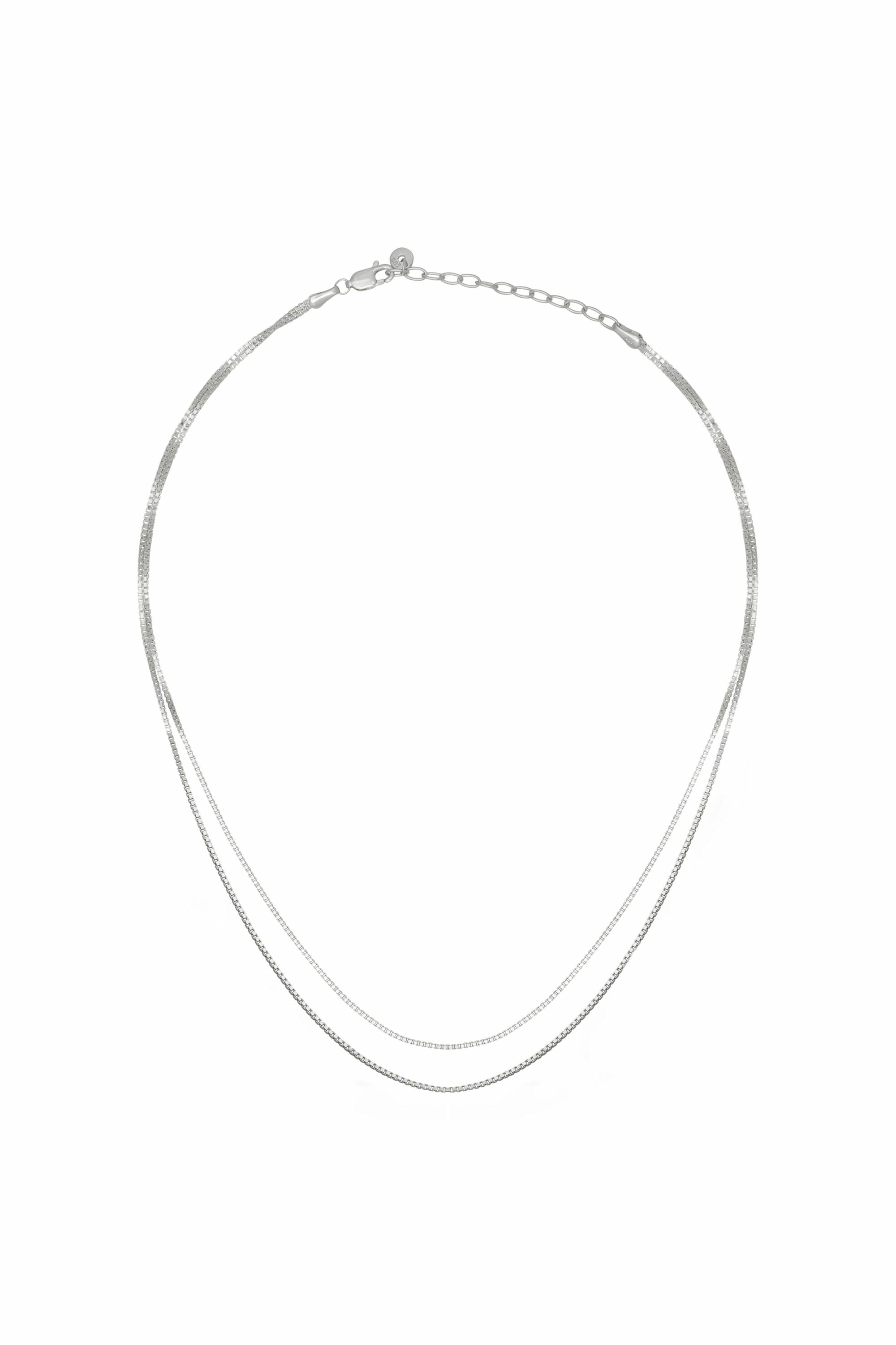 Collier 925/- Sterling Silber Venezianer Kette rhodiniert zweireihig