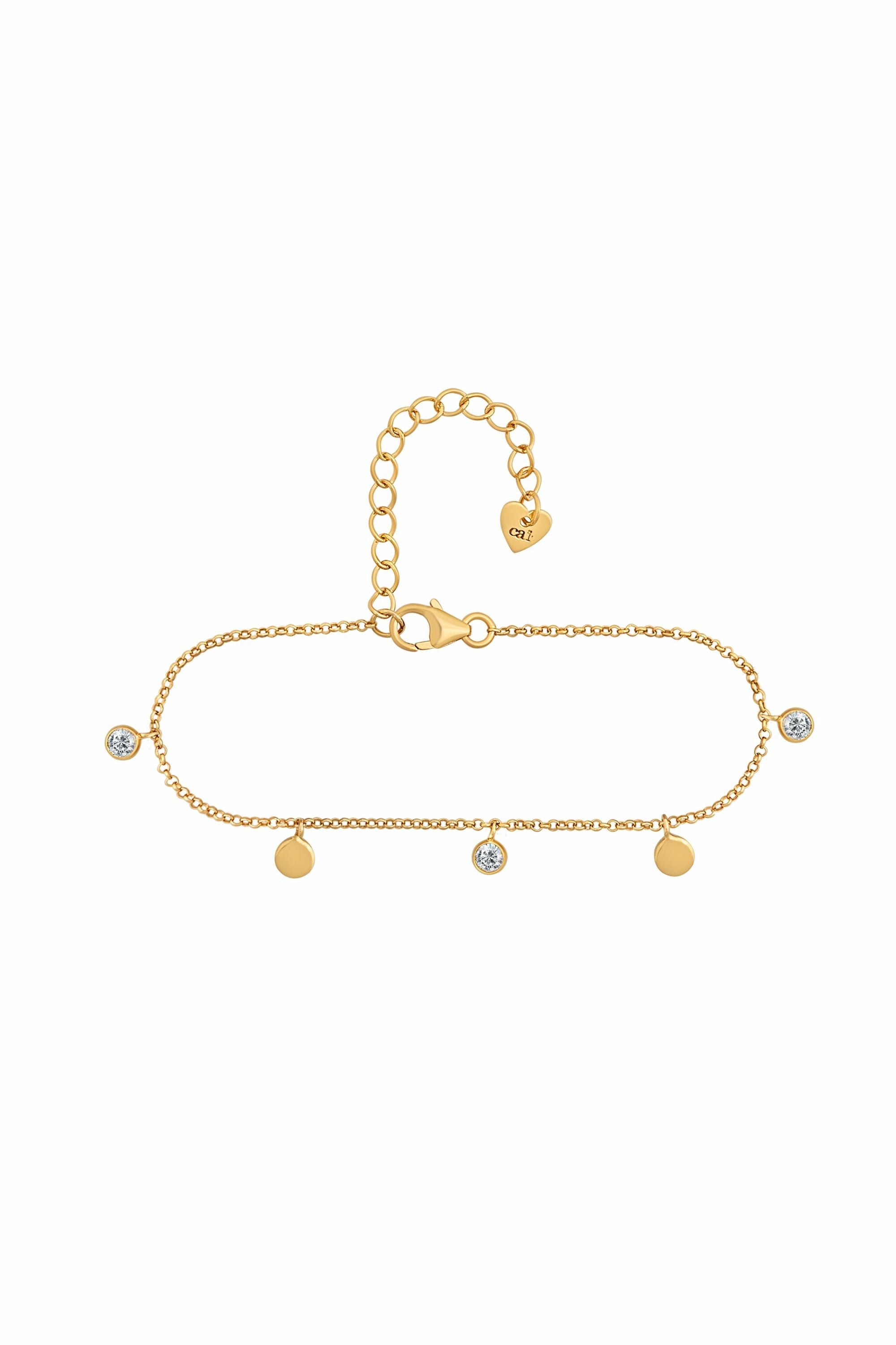 Armband 925/- Sterling Silber vergoldet Anhänger Plättchen Zirkonia