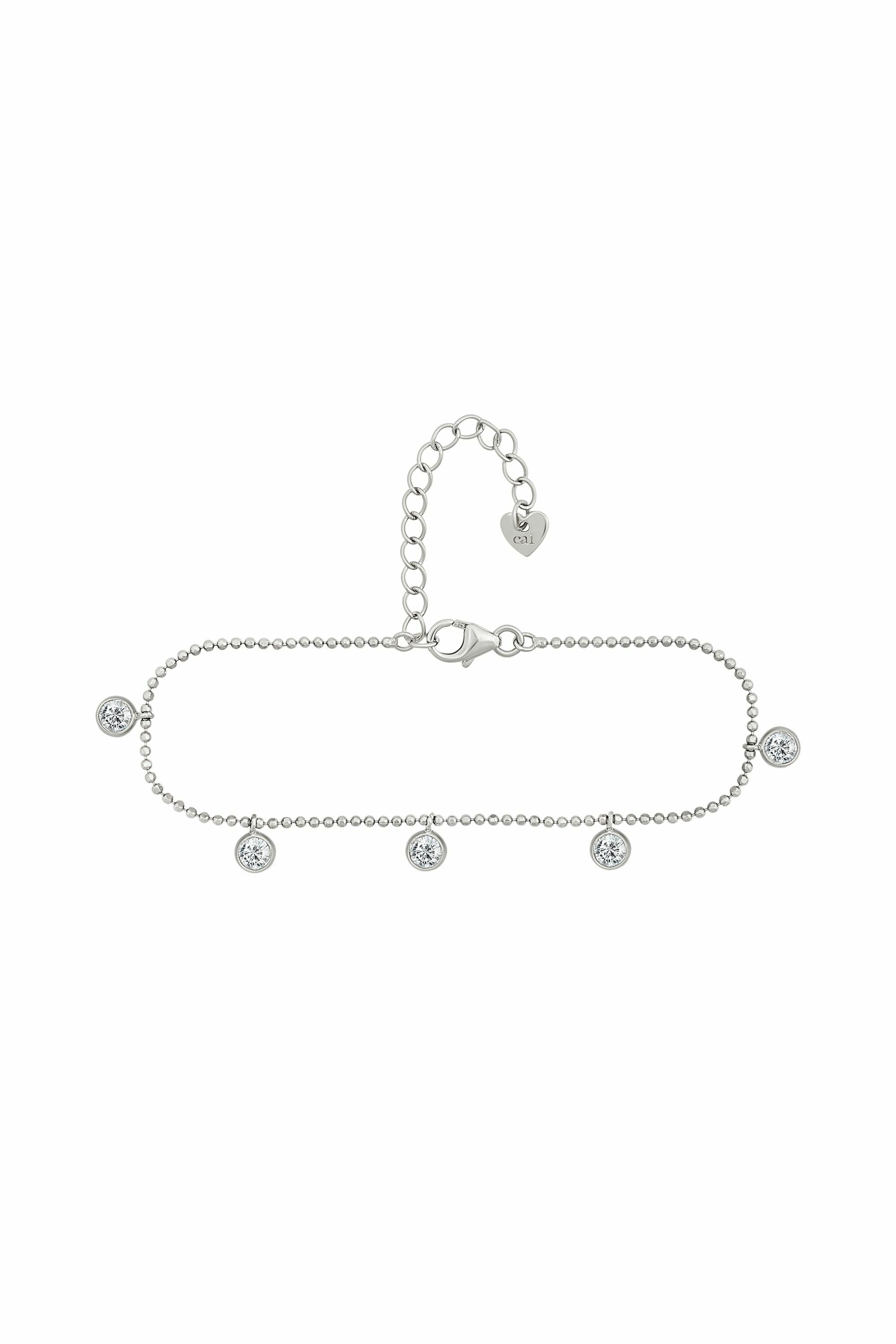 Armband 925/- Sterling Silber rhodiniert Anhänger rund Zirkonia
