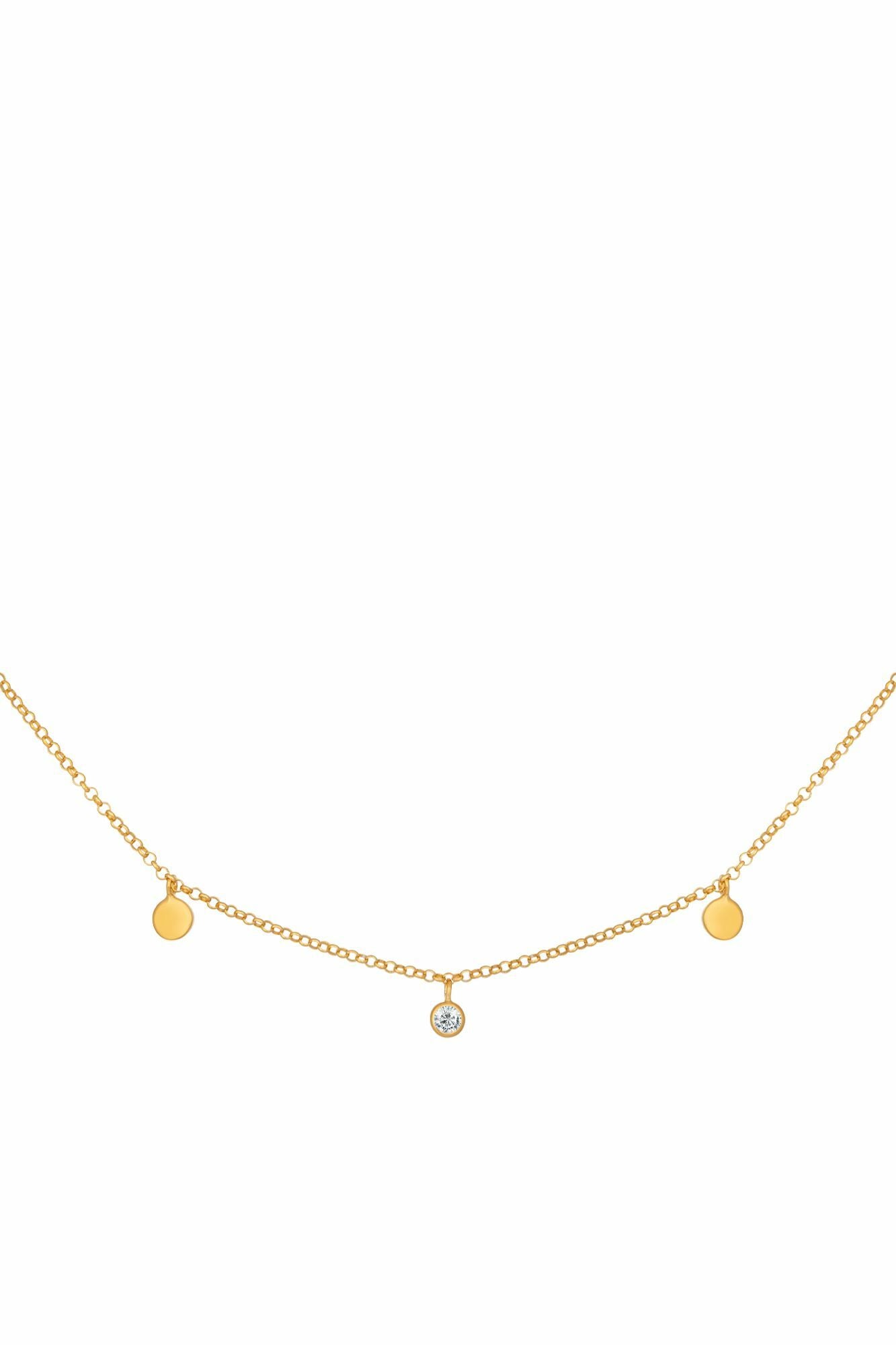 Collier 925/- Sterling Silber vergoldet Anhänger Plättchen Zirkonia