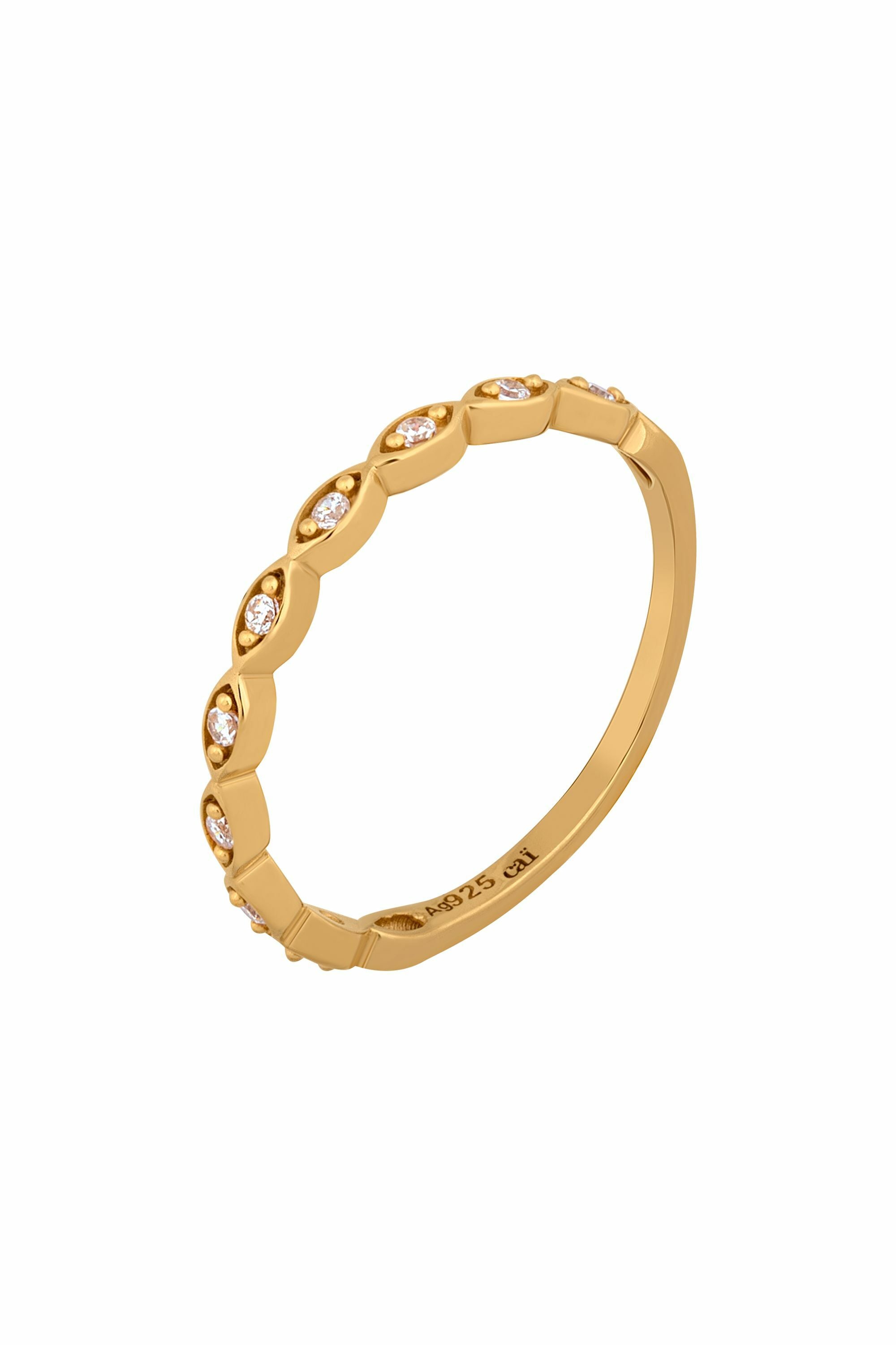 Ring 925/- Sterling Silber vergoldet Zirkonia Stacking