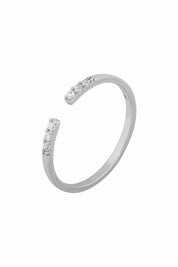 Ring 925/- Sterling Silber rhodiniert offen Zirkonia Stacking